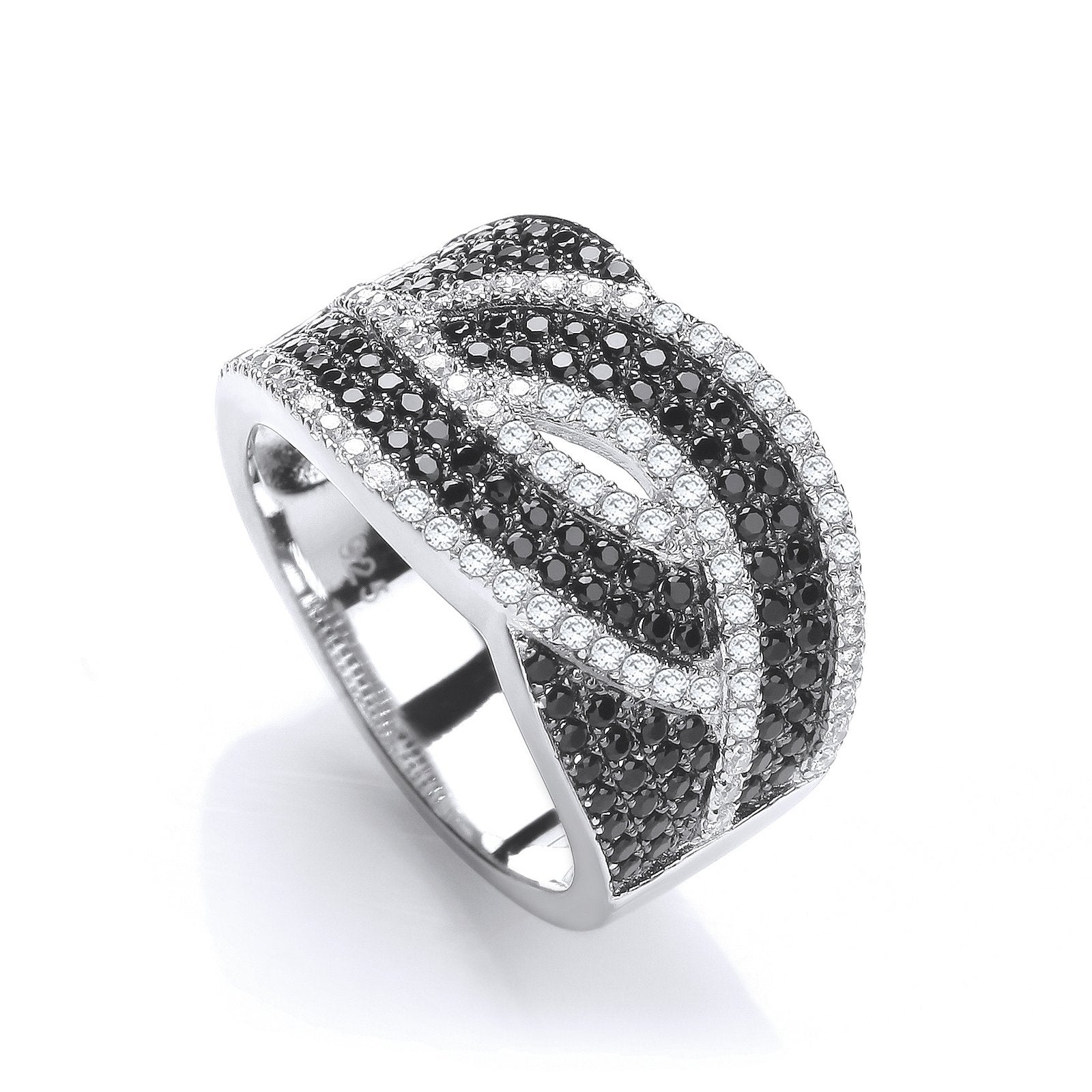 Micro Pave' Black & Clear Cubic Zirconia Ring - Fine Ring - Certified Authentic - Swiss Made – Luxury Jewellery by Imp